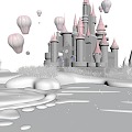 Cartoon Castle City on the Cloud 3d model