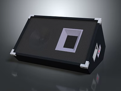 Black Electronic Appliance With Mesh Panel Square Section And Sleek Side Design Features 3d model