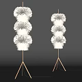 Elegant Modern Layered Ruffled Floor Lamps Featuring Golden Tripod Base Design 3d model