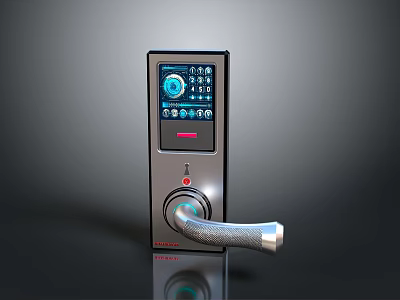 Modern Smart Home Door Lock With Electronic Display Digital Keypad And Metal Handle 3d model