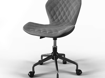 Modern Office Table And Chair Set With Gray Diamond Tufted Wheeled Chair 3d model