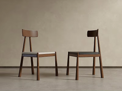 Simple Modern Wooden Dining Chairs With Brown Backrest And Sturdy Legs 3d model
