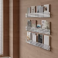 Books And Magazines On Wooden Wall Bookshelves With Diverse Covers And Interior Design Themes