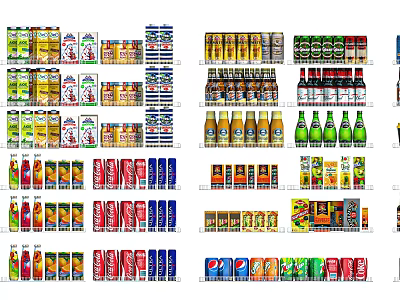 Variety Of Canned And Bottled Beverages 3d model Variety Of Canned And Bottled Beverages 3d model