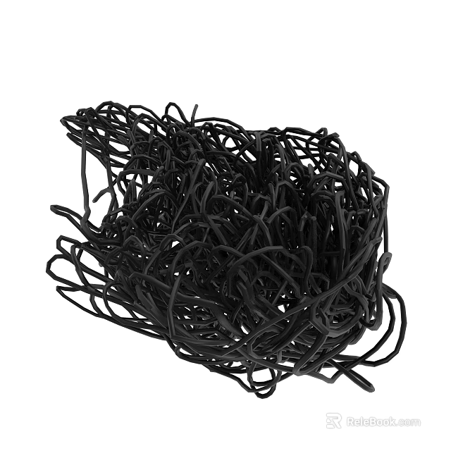 Loose Pile of Black Rubber Bands Elastic Stretchy Office Supplies 3d model 