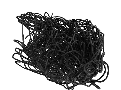 Loose Pile of Black Rubber Bands Elastic Stretchy Office Supplies 3d model