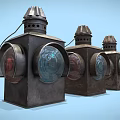 Three Vintage Metal Decorative Lanterns With Glass Shades For Home Furniture
