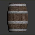 Classic Wooden Barrel With Rustic Wood Construction And Metal Hoops