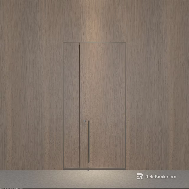 Modern Wooden Hinged Door with Sleek Wood Grain in Interior Wall Design 3d model 