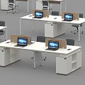 Modern Office Desks With Computer Monitors Office Chairs And Storage Units 3d model