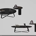 Modern Coffee Table Interior Design With Black Metal Frame And Decorative Trays 3d model