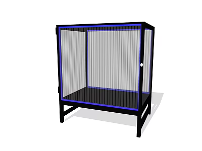 Modern Entryway Side Cabinet With Black Frame And Striped Glass Panel Design 3d model