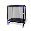 Modern Entryway Side Cabinet With Black Frame And Striped Glass Panel Design