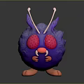 Purple Cartoon Game Movie Character With Round Body Pink Eyes White Antennae And Orange Feet