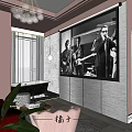 Modern Luxurious Hotel Room With Pink Walls Chandelier And Black White Photo Wall
