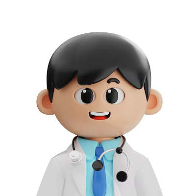 Cartoon Smiling Man Doctor Wearing White Coat With Stethoscope And Blue Tie 3d model