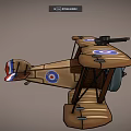 Vintage Biplane Passenger Plane With Wooden Wings Propeller And 3D Model Design