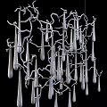 Modern Branch Like Metallic Chandelier With Multiple Hanging Illuminated Decorative Elements