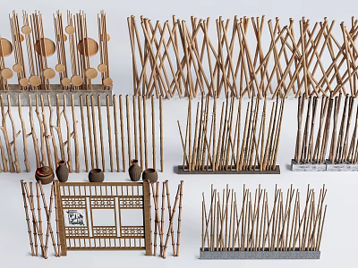 Bamboo Room Dividers With Various Decorative Styles For Home Interior Design 3d model