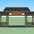 Chinese-style pavilion ancient building gallery 3d model