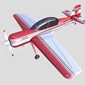 Red and White Fixed Wing Airplane with Propeller Wings and Tail Stripes