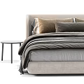 Modern Double Bed with Elegant Bedding Plush Pillows Cozy Blanket and Nightstand