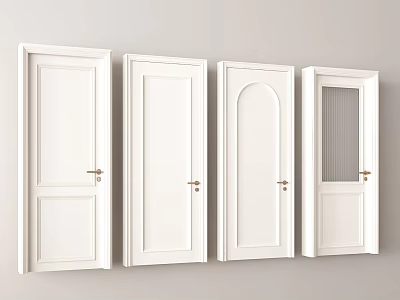 White Sliding Doors With Various Design Styles Classic Panels And Glass Inserts 3d model