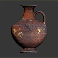 Hand Carved Red Purple Vase With Golden Accents And Sculptural Design