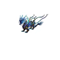 Ornate Blue Purple Mythical Creature With Feathers Ribbons And Golden Accents