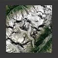Garden Landscape Mountain Terrain Model With White Snow And Green Vegetation