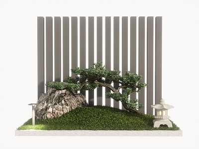 Small pine landscape stone lantern garden sketch 3d model