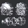 Silver Metal Mechanical Components With Gear Structure And Bolt Details 3d model