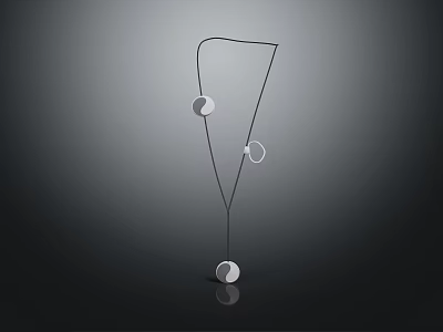 Modern Minimalist Necklace With Geometric Circular Pendants And Thin Line Design 3d model