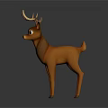Cartoon Deer Character 3D Model With Orange Fur And Antlers