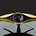 Yellow Eye Shaped Projection Surveillance Device With Round Lens And Modern Stand