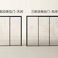 Closed View Of Two Panel And Three Panel Sliding Doors Design 3d model