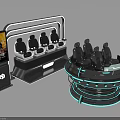 Modern Circular VR Experience Seats With Multiple Black Chairs And Display Screen 3d model