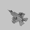 Gray Modern Fighter Jet With Stealth Design And Underwing Armaments 3d model