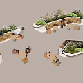 Outdoor Lounge Space With Green Plants Tables Chairs And People Enjoying