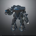 Blue Sci Fi Robot With Metallic Armor And Mechanical Arm Design