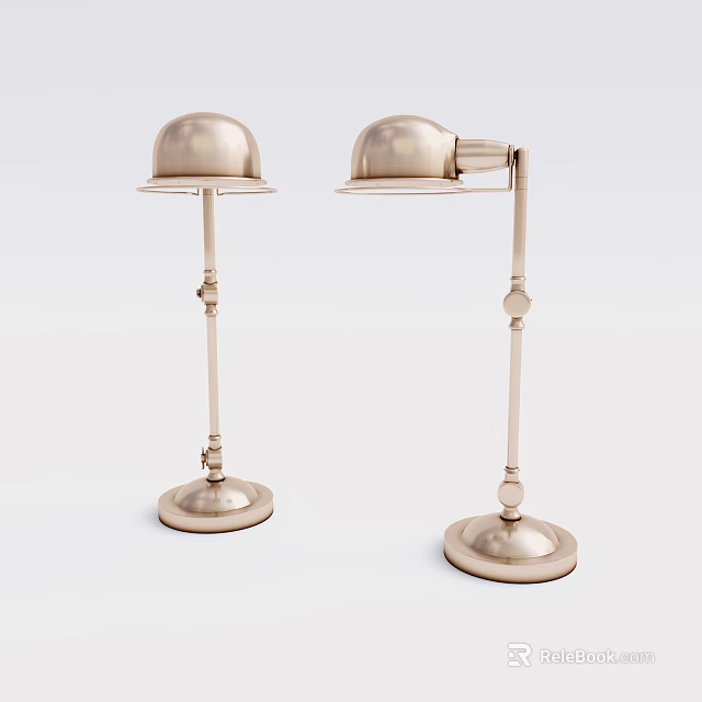 Two Modern Metallic Table Lamps With Adjustable Arms And Stable Bases 3d model 