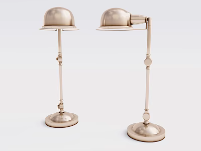 Two Modern Metallic Table Lamps With Adjustable Arms And Stable Bases 3d model