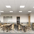 Modern School Classroom With Large Windows Bookshelves Tables And Toys