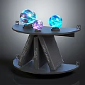 Decorative Ornament Set With Crystal Balls Placed On Stacked Books Shelf For Home