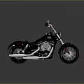 Black Classic Cruiser Motorcycle With White Handlebars Large Tires Isolated On Gray Background