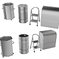 Durable Metal Hardware Tools Set Including Buckets Ladders And Storage Containers 3d model