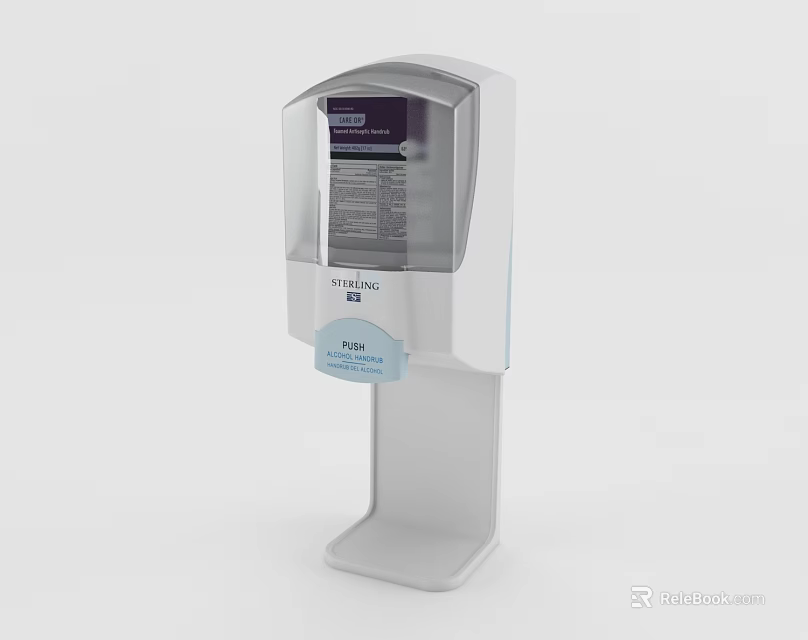 Bathroom Accessories Automatic Hand Sanitizer Dispenser with Modern White Stand and Clear 3d model 