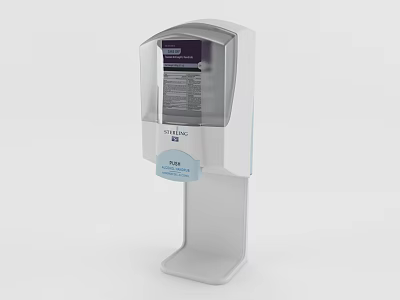 Bathroom Accessories Automatic Hand Sanitizer Dispenser with Modern White Stand and Clear 3d model