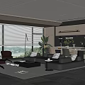 Modern Guest Restaurant Sofa Coffee Table Combination Dining Table and Chair 3d model