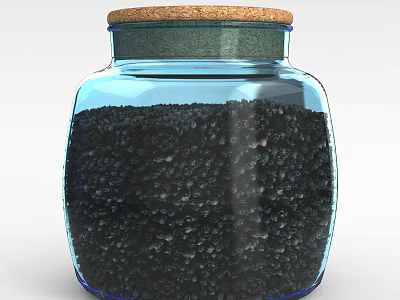 Modern Technology Exhibition Hall Showcasing Glass Jar With Black Particles 3d model
